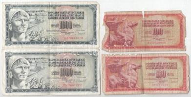 Jugoszlávia 1981. 100D (2x) + 1000D (2x) T:F-G Yugoslavia 1981. 100 Dinara (2x) + 1000 Dinara (2x) C:F-G