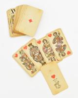 Piatnik Nándor és Fiai Bp., régi tarokk kártya pakli, 42 lap (komplett), kártyabélyeggel, egy lap sérült