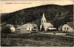 1908 Menyháza, Monyásza, Moneasa; Római katolikus templom és paplak / church and parish