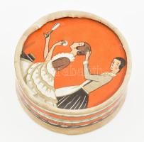 Retró púderes kartondoboz, gyártja: Kozmetikai és Háztartás-Vegyipari Vállalat, komplett tartalommal, d: 6 cm