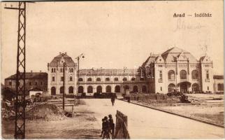 1918 Arad, Indóház, vasútállomás, építkezés. Vasúti levelezőlapárusítás 4805. / railway station, construction (EK)