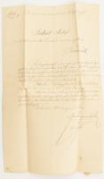1888 Arad, az aradi m. kir. dohánybeváltó felügyelőség hivatalos levele Jakab Antal temesvári munkaügyelő részére, a zsombolyai dohánybeváltó hivatalba való áthelyezéséről ill. bérpótlékok megállapításáról, felzetes viaszpecséttel