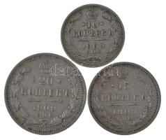 Orosz Birodalom 1909. 10k Ag + 15k Ag + 20k Ag T:XF,VF
Russian Empire 1909. 10 Kopecks Ag + 15 Kope...