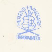 Herendi porcelán kutya, fehér mázas, jelzett, hibátlan, 18x30 cm