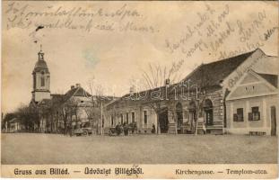 1909 Billéd, Biled; Templom utca, Tenner Ignátz üzlete.A. Weiser kiadása / street, shop (EK)