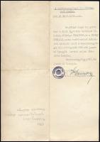 1941-1942 Bp., M. Kir. Igazságügyminiszter által kiállított járásbírói kinevezés, Radocsay László (1...