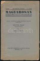 1937 "Magyarosan" nyelvművelő folyóirat VI. évf. 3-4. sz., 1937. márc.-ápr. Szerk.: Zsirai Miklós, Szinnyei József. Bp., Magyar Tudományos Akadémia (Sylvester-ny.), 34-64 p. Benne érdekes nyelvészeti témájú írásokkal (pl. milyen "magyartalan" szavakat ne használjunk). Kiadói tűzött papírkötés, kissé foltos, sérült.