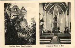 Kerc, Kerz, Kertz, Kierz, Carta (Fogaras, Fagaras); Portal der Kerzer Abtei, Innenseite, Inneres der Kirche / Apátsági romok, templom belső. M. Lesmann kiadása / abbey ruins, church interior