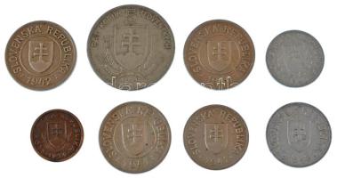 Szlovákia 1939. 10h + 5K Ni + 1940-1942. 1K Cu-Ni (3xklf) + 1941-1943. 50h (2xklf) + 1942. 20h T:XF,VF Slovakia 1939. 10 Halierov + 5 Korun Ni + 1940-1942. 1 Koruna Cu-Ni (3xdiff) + 1941-1943. 50 Halierov (2xdiff) + 1942. 20 Halierov C:XF,VF