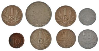 Szlovákia 1939. 10h + 5K Ni + 1940-1942. 1K Cu-Ni (3xklf) + 1941-1943. 50h (2xklf) + 1942. 20h T:XF,...