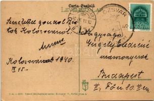 1940 Kolozsvár, Cluj; pályaudvar, vasútállomás. Vasúti levelezőlapárusítás 1. 1918. / railway statio...