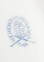 Herendi levélmintás porcelántojás, jelzéssel, hibátlan, h: 10,5 cm