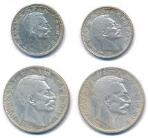 Szerbia 1912. 1D Ag "I. Péter" + 1915. 50p Ag "I. Péter" (2x) + 1D Ag "I. Péter" T:XF-F patina Serbia 1912. 1 Dinar Ag "Petar I" + 1915. 50 Para Ag "Petar I" (2x) + 1 Dinar Ag "Petar I" C:XF-F patina