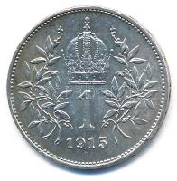 Ausztria 1915. 1K Ag "Ferenc József" T:XF patina Austria 1915. 1 Corona Ag "Franz Jos...