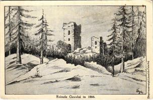 Csucsa, Ciucea; várrom télen / Ruinele in 1866 / castle ruins in winter s: Varju (EK)