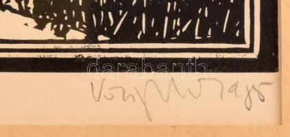 König (Kőnig) Róbert (1951-2014): Kodály emléklap. Linómetszet, papír, jelzett, üvegezett keretben 2...