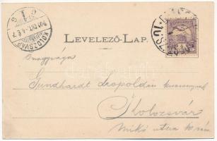 1901 Tövis, Teius; Fő tér, izraelita templom, zsinagóga, Gyógypataki vashíd, MÁV vasúti vonal. Szabo...