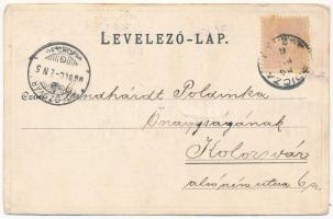 1899 (Vorläufer) Kolozsvár, Cluj; New York szálloda, Kónya Sándor, Drogéria, Csiky Mihály üzlete. Sz...