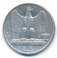 Olaszország 1927R 5L Ag "III. Viktor Emánuel" T:VF patina Italy 1927R 5 Lire Ag "Vitt...