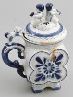 Orosz porcelán figurális edény, kínáló. Jelzett, hibátlan 22 cm