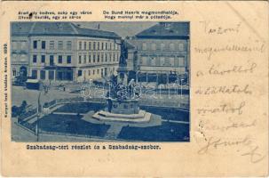 1900 Arad, Szabadság téri részlet és a Szabadság szobor. Kerpel Izsó kiadása / square, monument (EK)