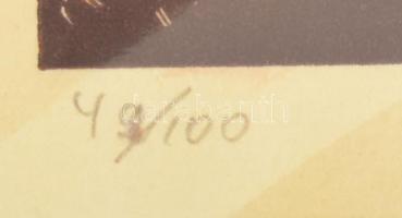 Vadász Endre (1901-1944): Szent család (Daumier után), színezett fametszet, papír, jelzett, számozot...