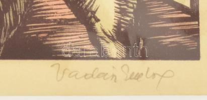 Vadász Endre (1901-1944): Szent család (Daumier után), színezett fametszet, papír, jelzett, számozot...