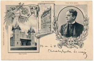 1902 Arad, Nyári színház, Nemzeti színház, Zilahy Gyula igazgató. Bloch H. kiadása / summer theatre, national theatre, theatre director. Art Nouveau, floral