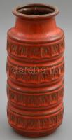 Vörös színvilágú retro német kerámia váza, jelzéssel, minimális kopással, m: 23 cm
