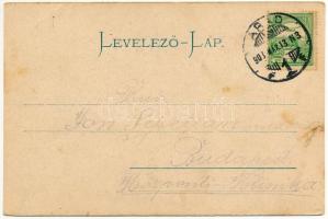 1903 Arad, Minorita templom. Szecessziós iniciálés virágos keret kislánnyal és kutyával / Minorite c...