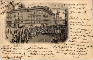 1903 Arad, Színház, bazár, ünnepség. Rozsnyay fivérek felvétele / theatre, bazaar, celebration (ázott sarok / wet corner)