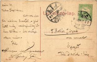 1907 Déva, Fő utca, vár, Fehér Kereszt szálloda / main street, castle, hotel (fl)