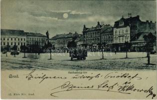 1903 Arad, Szabadság tér este, üzletek. Ifj. Klein Mór kiadása / square at night, shops