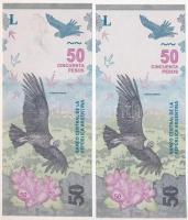 Argentína DN (2018-2020.) 50P (2db) sorszámkövető T:UNC,AU egyiken fo. Argentina ND (2018-2020.) 50 ...