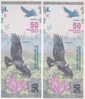 Argentína DN (2018-2020.) 50P (2db) sorszámkövető T:UNC Argentina ND (2018-2020.) 50 Pesos (2pcs) co...