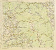 cca 1939 Freytag & Berndt Auto-Strassenkarten 54: Targu-Mures / Marosvásárhely és környékének autóút-térképe, rajta: Gyergyószentmiklós (Gheorgheni), Segesvár (Sighisoara), Szászrégen (Reghin), Székelyudvarhely (Odorheiu Secuiesc), Csíkszereda (Miercurea Ciuc), stb. 1 : 300.000, Kartographische Anstalt G. Freytag & Berndt Wien. Eredeti papírborítóval, jó állapotban, kis lapszéli szakadással, 71,5x60 cm