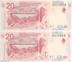 Argentína DN (2017-2020.) 20P (2db) sorszámkövető T:UNC Argentina ND (2017-2020.) 20 Pesos (2pcs) co...