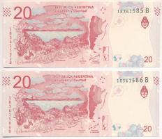 Argentína DN (2017-2020.) 20P (2db) sorszámkövető T:UNC Argentina ND (2017-2020.) 20 Pesos (2pcs) co...