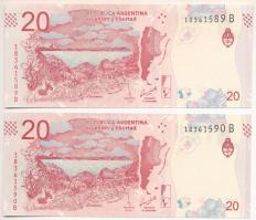 Argentína DN (2017-2020.) 20P (2db) sorszámkövető T:UNC Argentina ND (2017-2020.) 20 Pesos (2pcs) co...