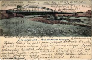 1914 Karánsebes, Caransebes; Új vashíd. Rosenfeld H. kiadása / new bridge (EK)