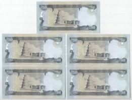 Irak 2013. 250D (látássérültek jelzéseivel) (5db) sorszámkövető T:UNC Iraq 2013. 250 Dinars (with ma...