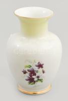 Hollóházi virágmintás váza, matricás, jelzett, hibátlan, m: 14,5 cm