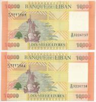 Libanon 2014. 10.000L (2db) sorszámkövető T:UNC Lebanon 2014. 10.000 Livres (2pcs) consecutive serials C:UNC Krause P#92b