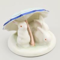 Hollóházi nyulak, jelzett, hibátlan, d: 5,5 cm