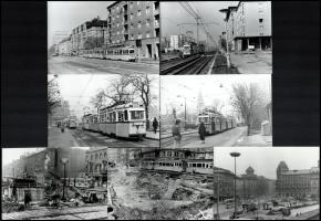 Budapesti villamosok tétele, 11 db vintage fotó és/vagy modern nagyítás régi negatívról, részben datált, 13x18 cm és 9x13 cm között