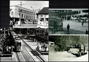 Budapesti villamosok tétele, 11 db vintage fotó és/vagy modern nagyítás régi negatívról, részben dat...