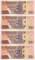 Zimbabwe 2020. 50$ (4db) közeli sorszámok T:AU kis beszakadás Zimbabwe 2020. 50 Dollars (4pcs) close...