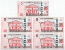 Suriname 2012. 5$ (5x) sorszámkövető T:UNC Suriname 2012. 5 Dollars (5x) consecutive serials C:UNC Krause P#162