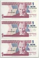 Törökország 2005. 1L (7db) sorszámkövető T:UNC
Turkey 2005. 1 Lira (7pcs) consecutive serials C:UNC...