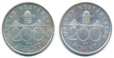 1993. 200Ft Ag "MNB" (2x) T:AU,XF 
Adamo F13